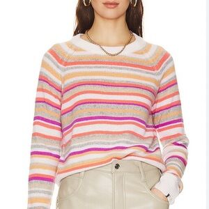 NWT One Grey Day Blakely Cashmere Pullover Coral Combo XS